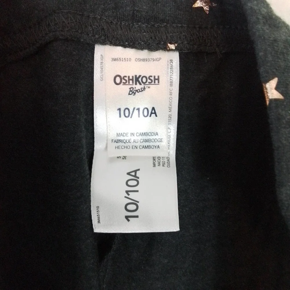 OshKosh Cotton Blend Leggings Size‎ 10 Dark Gray w/ Rose Gold Stars